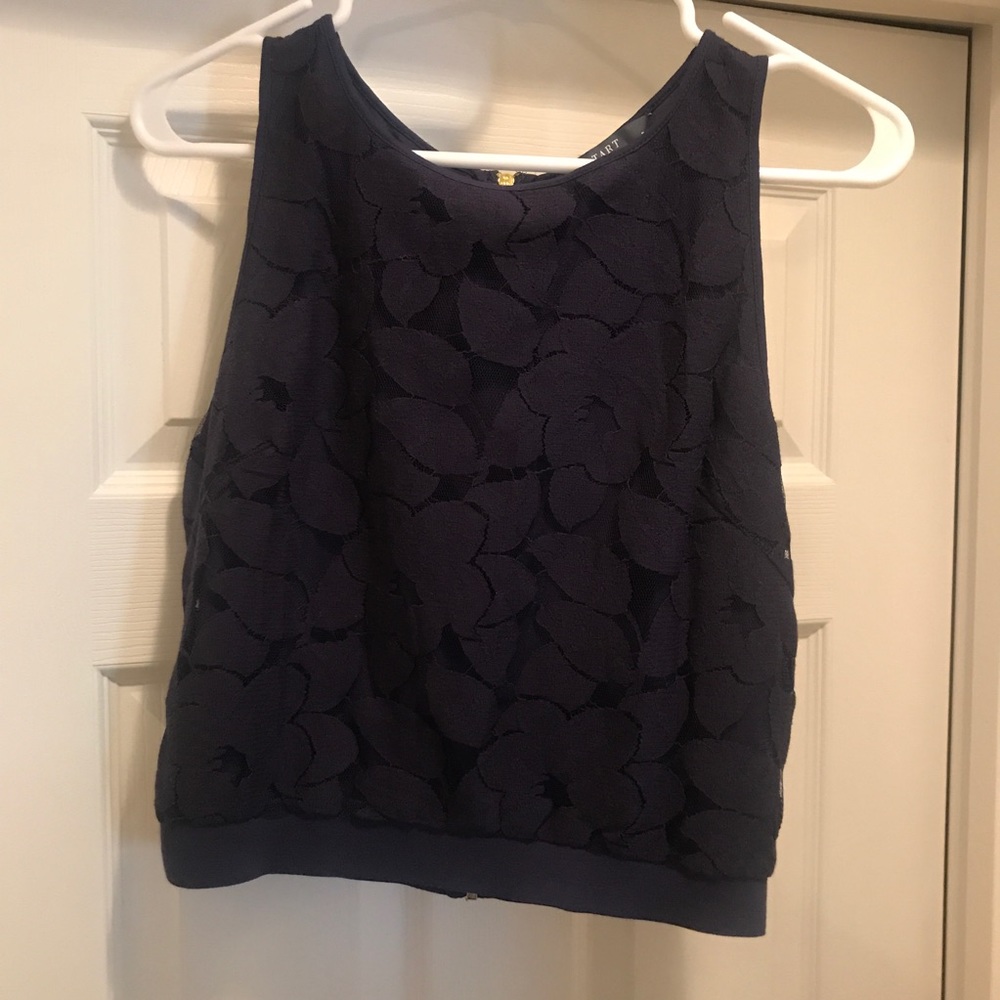 Tart navy lace top, zipper in the back size m